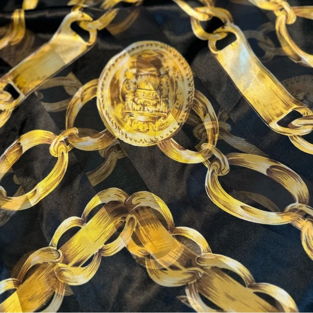 Elegant Black and Gold‎ Chain over the head sheer top